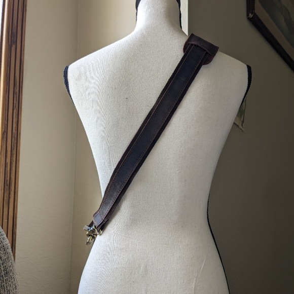 Dark Brown Leather Canvas Replacement Crossbody Messenger Adjustable Strap - Picture 6 of 11